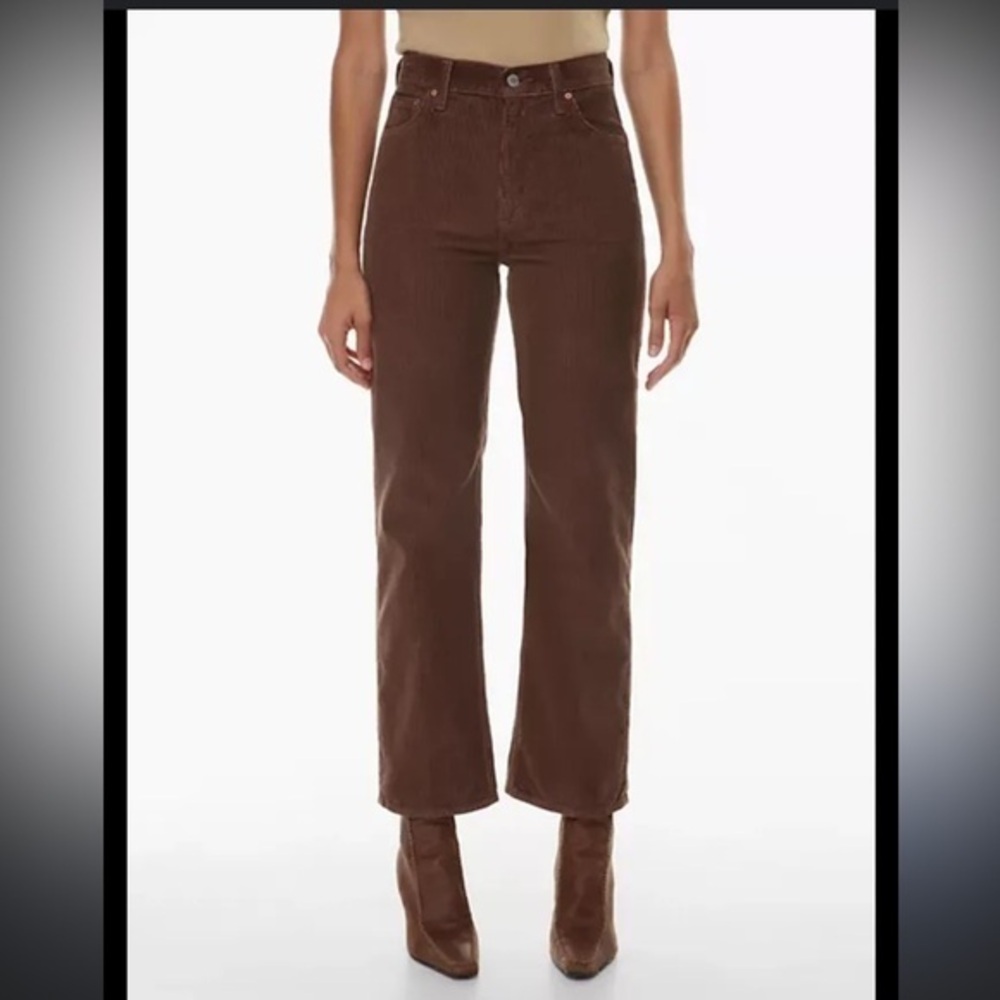 DENIM FORUM The Arlo Hi Rise Straight brown corduroy pant / size 28 woman’s